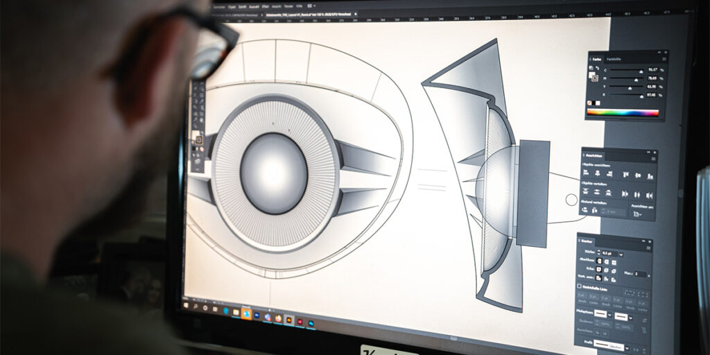 Engineering and design image showing the use of digital design and drawing software