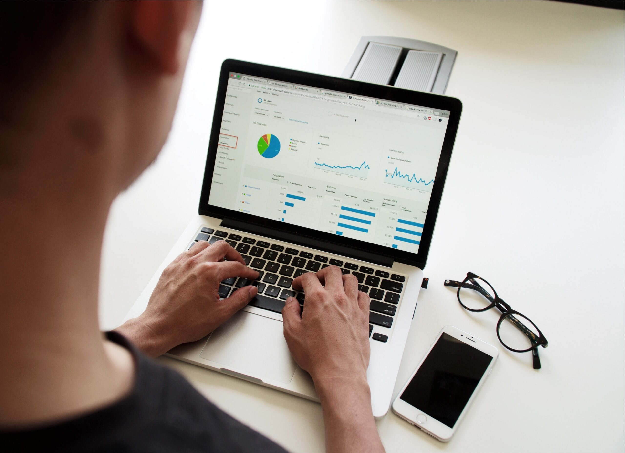 person using digital marketing tools
