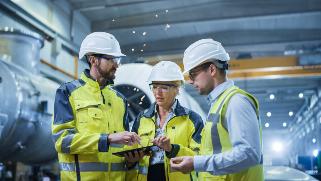 Group of engineers working together