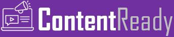 text that says content ready with laptop