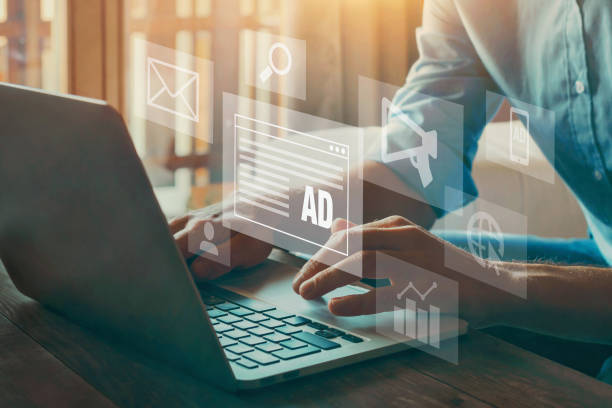 man using laptop for digital marketing metrics