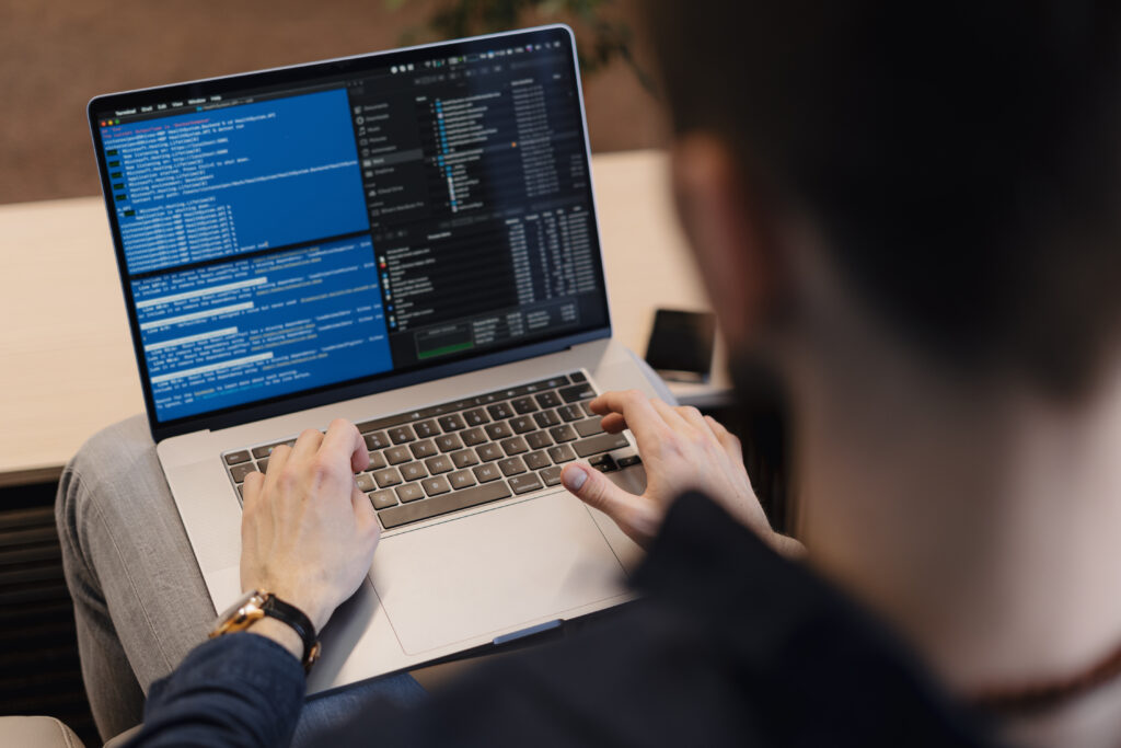 Man working on code