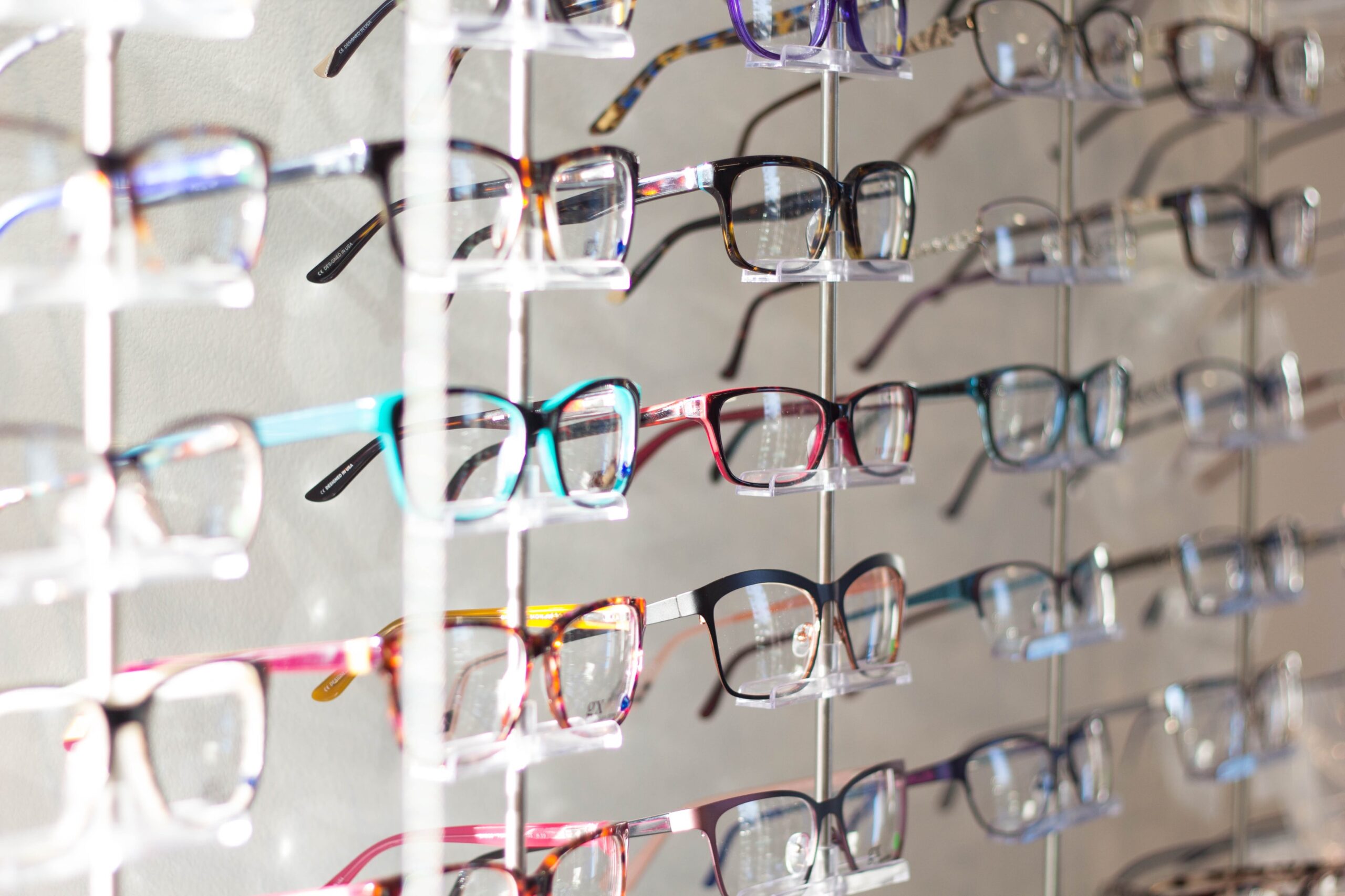 A display of eye glasses