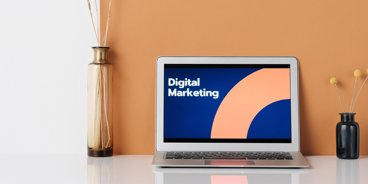 Laptop saying Digital Marketing