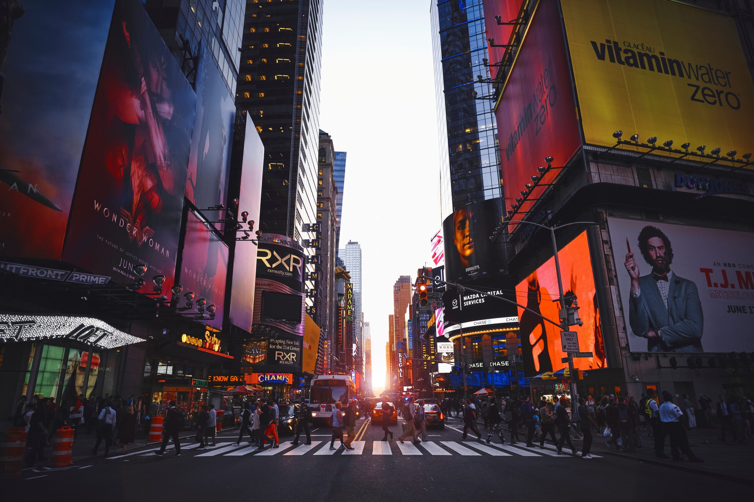 Different variations of signage in a city setting. Times Square New York. Image sourced from Unsplash