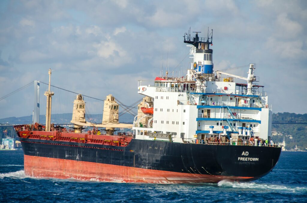 a large tanker boat at sea